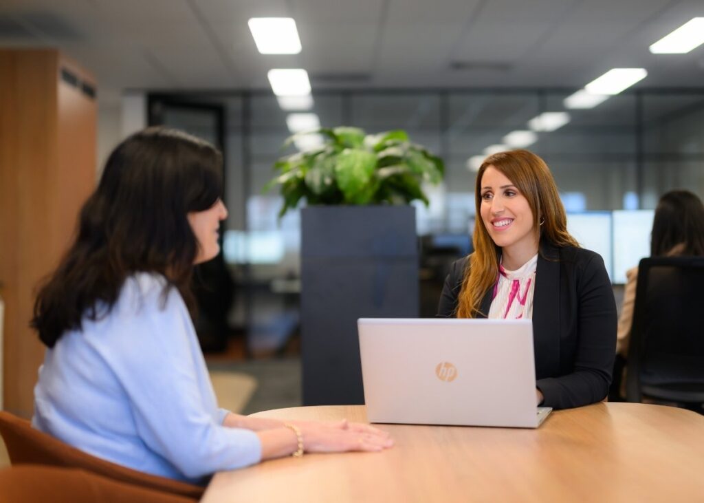 lawyer with client