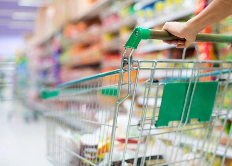 supermarket green trolley